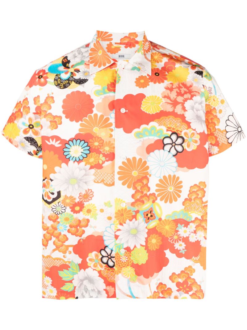White Bedroom Garden Floral Print Shirt