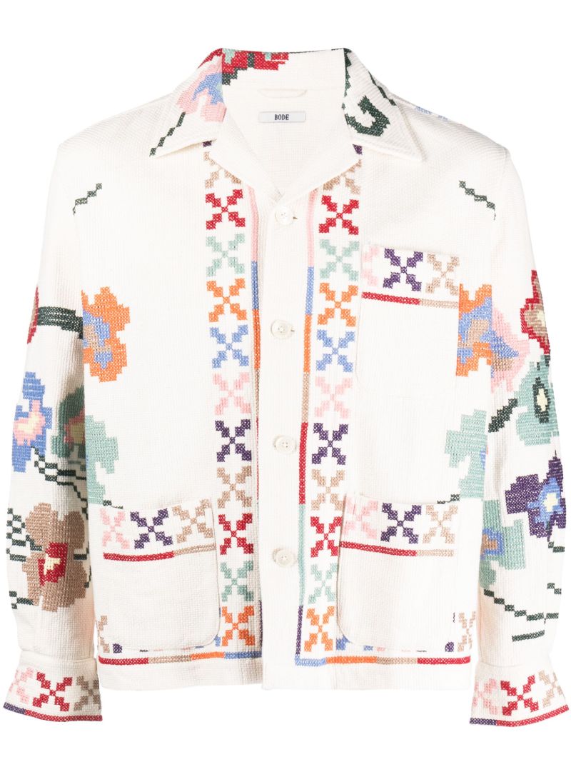 Neutral Prisma Embroidered Overshirt
