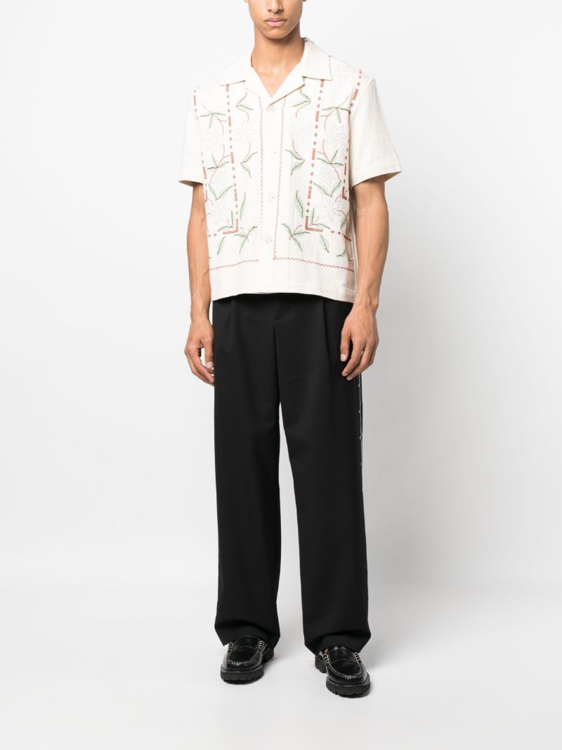 Neutral Gerber Border Cross-stitch Shirt