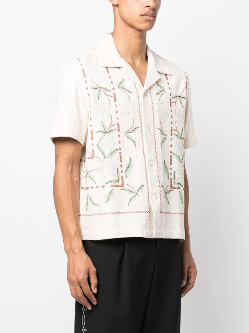 Neutral Gerber Border Cross-stitch Shirt