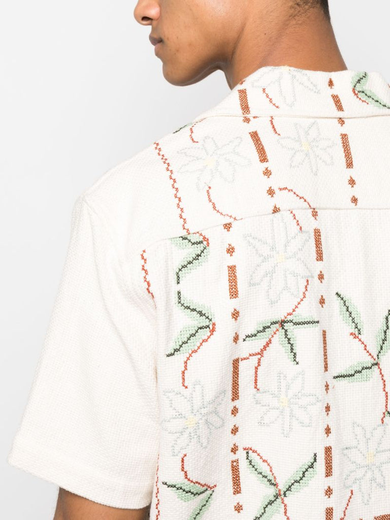 Neutral Gerber Border Cross-stitch Shirt