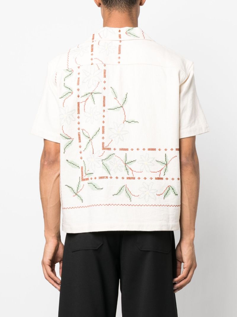 Neutral Gerber Border Cross-stitch Shirt