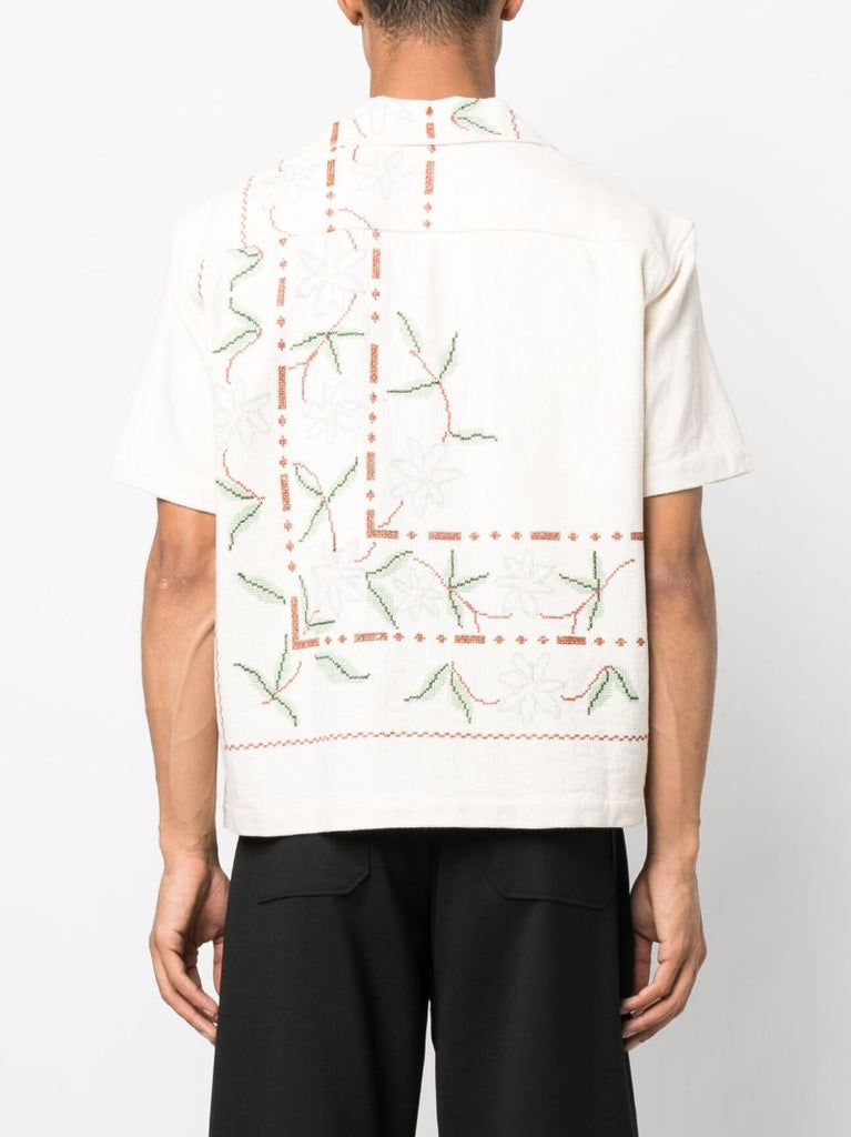 Neutral Gerber Border Cross-stitch Shirt