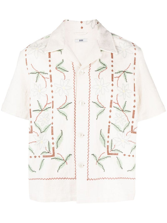Neutral Gerber Border Cross-stitch Shirt