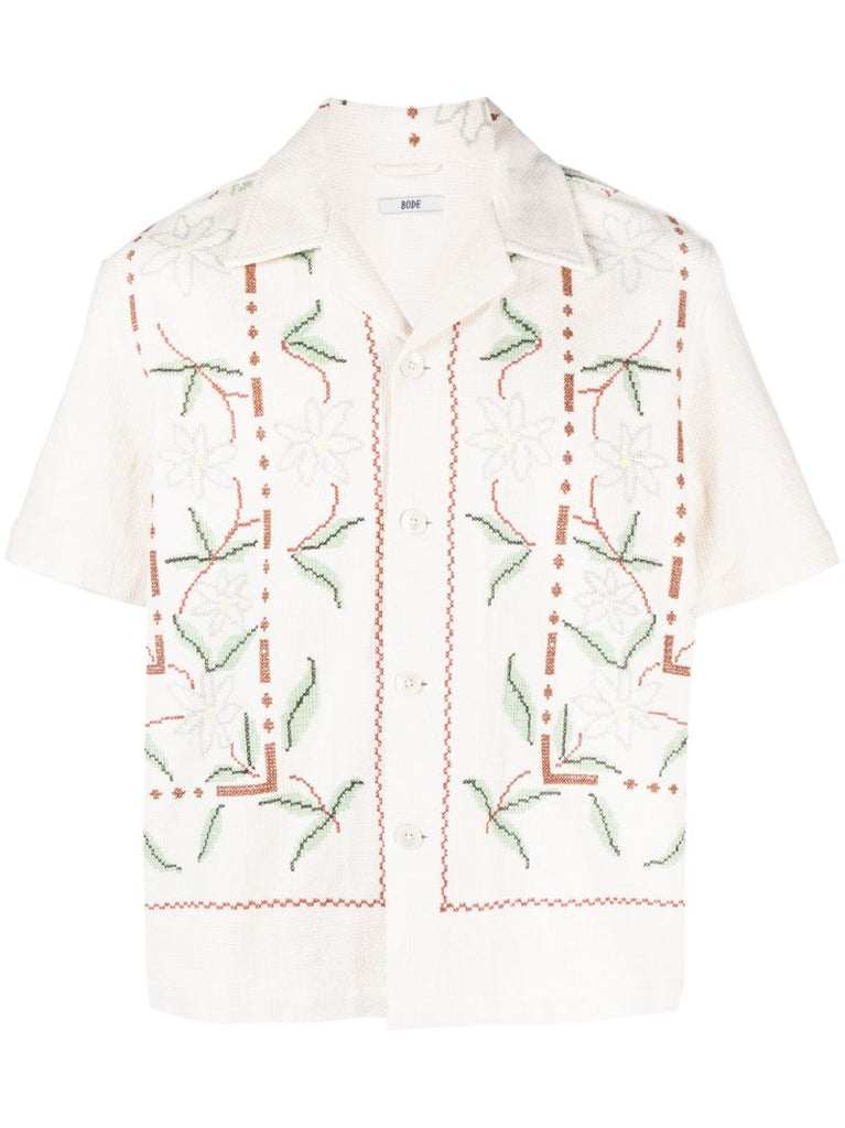 Neutral Gerber Border Cross-stitch Shirt