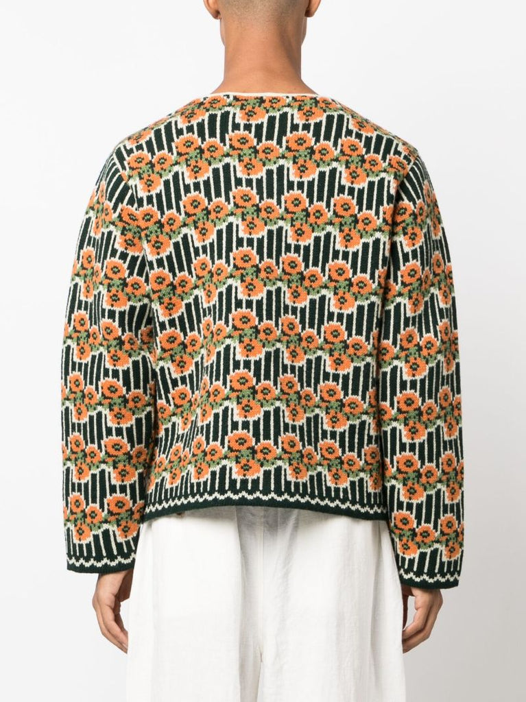Green Garden Merino Wool Cardigan