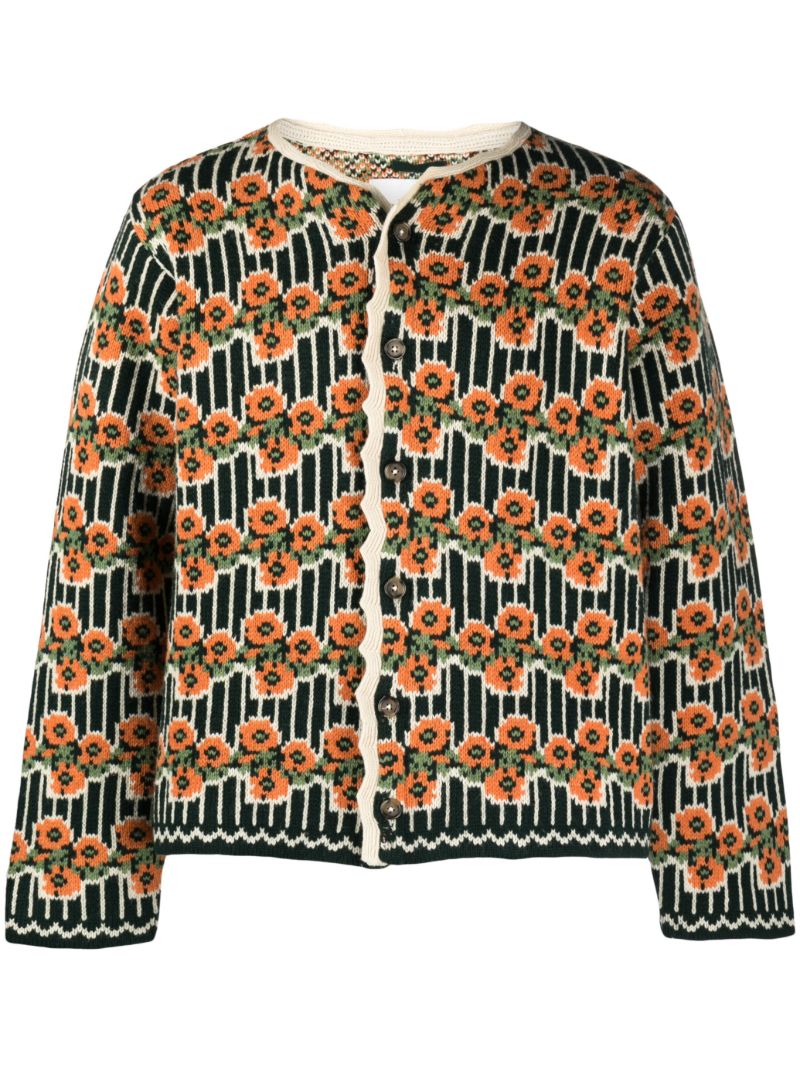 Green Garden Merino Wool Cardigan