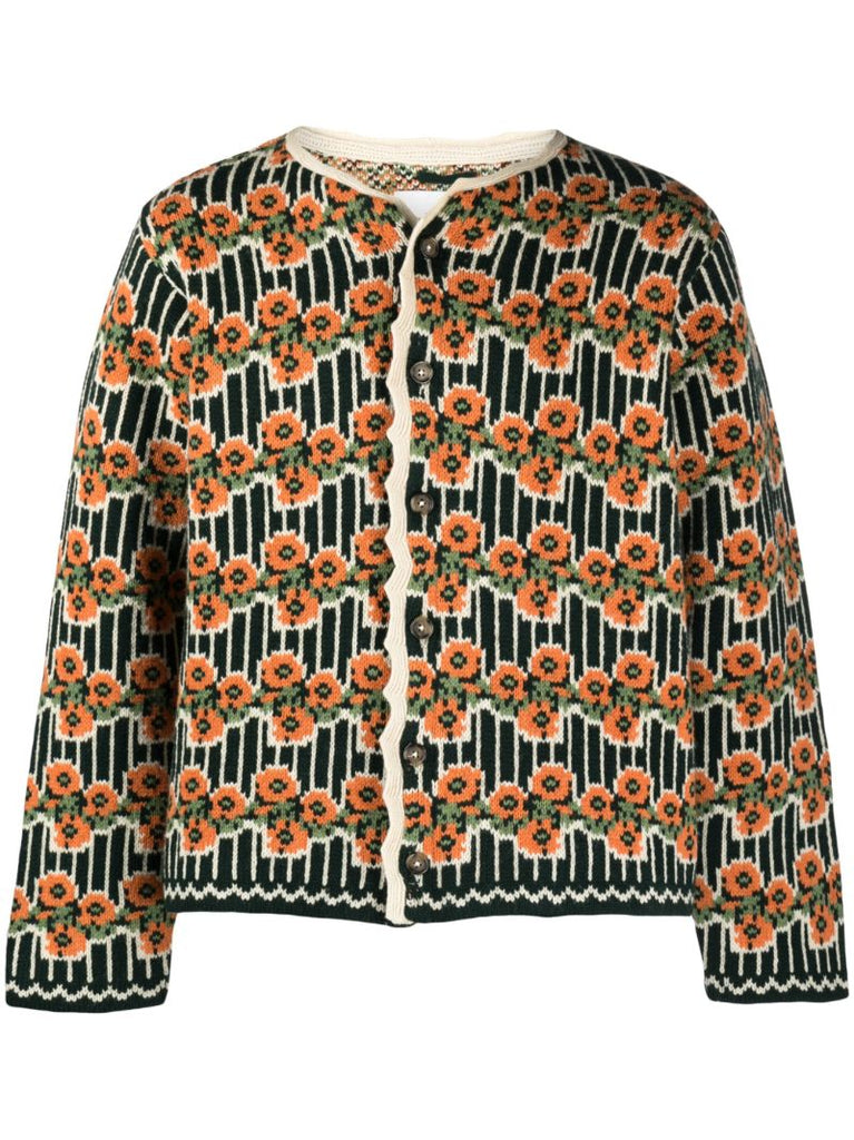 Green Garden Merino Wool Cardigan
