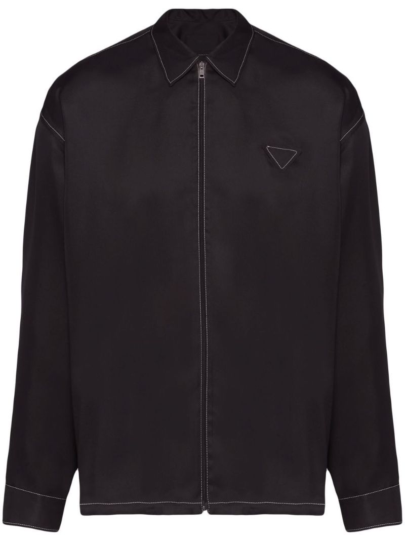 Black Zip-up Silk Shirt