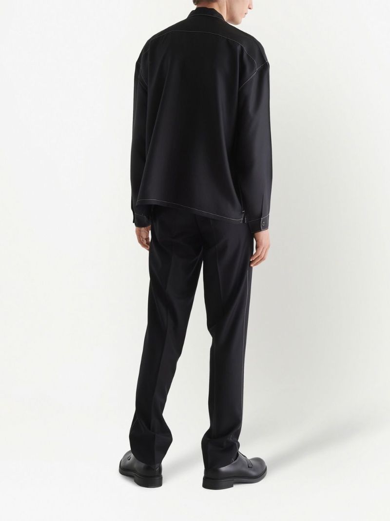 Black Zip-up Silk Shirt