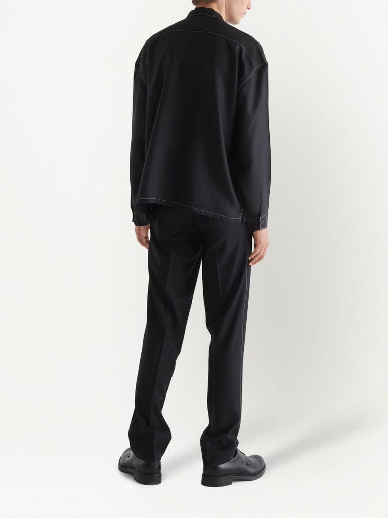 Black Zip-up Silk Shirt