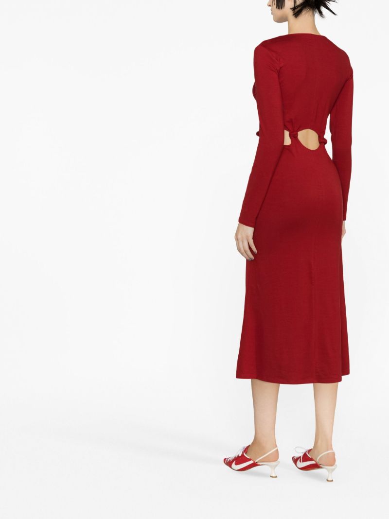 Red Via Cut-out Midi Dress
