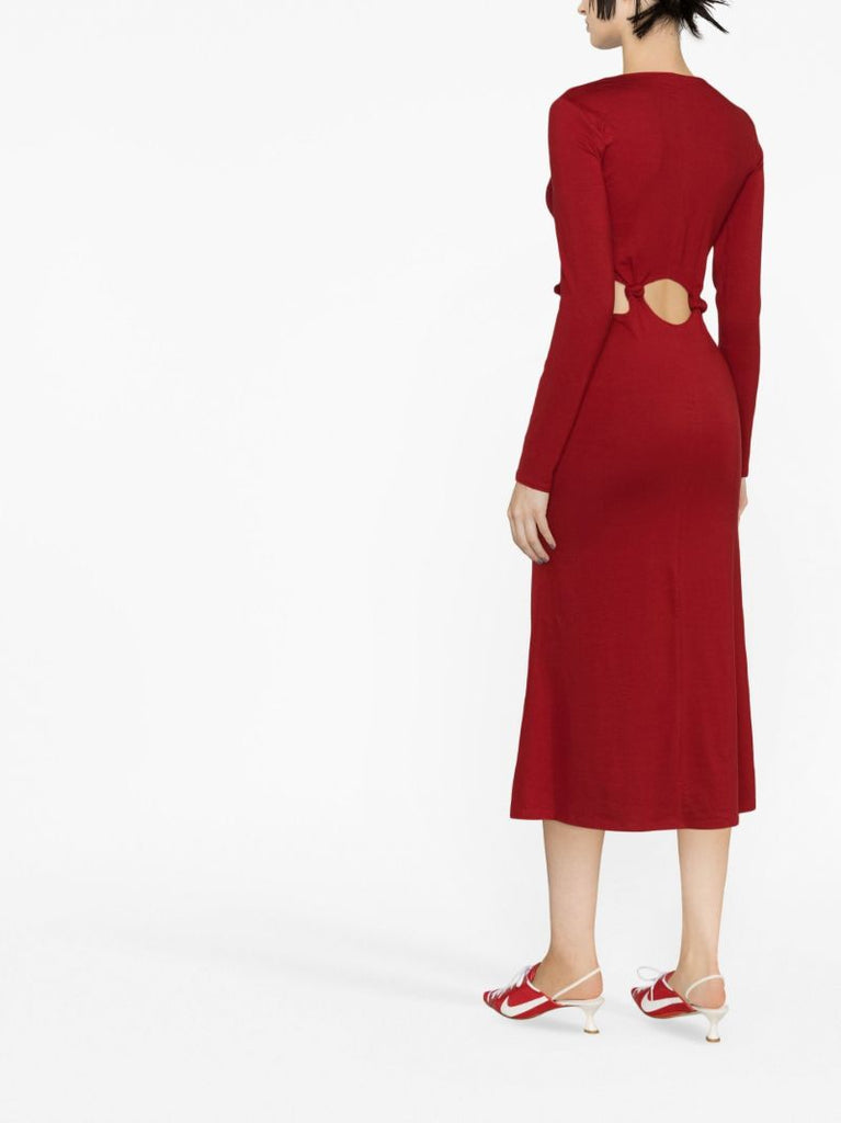 Red Via Cut-out Midi Dress