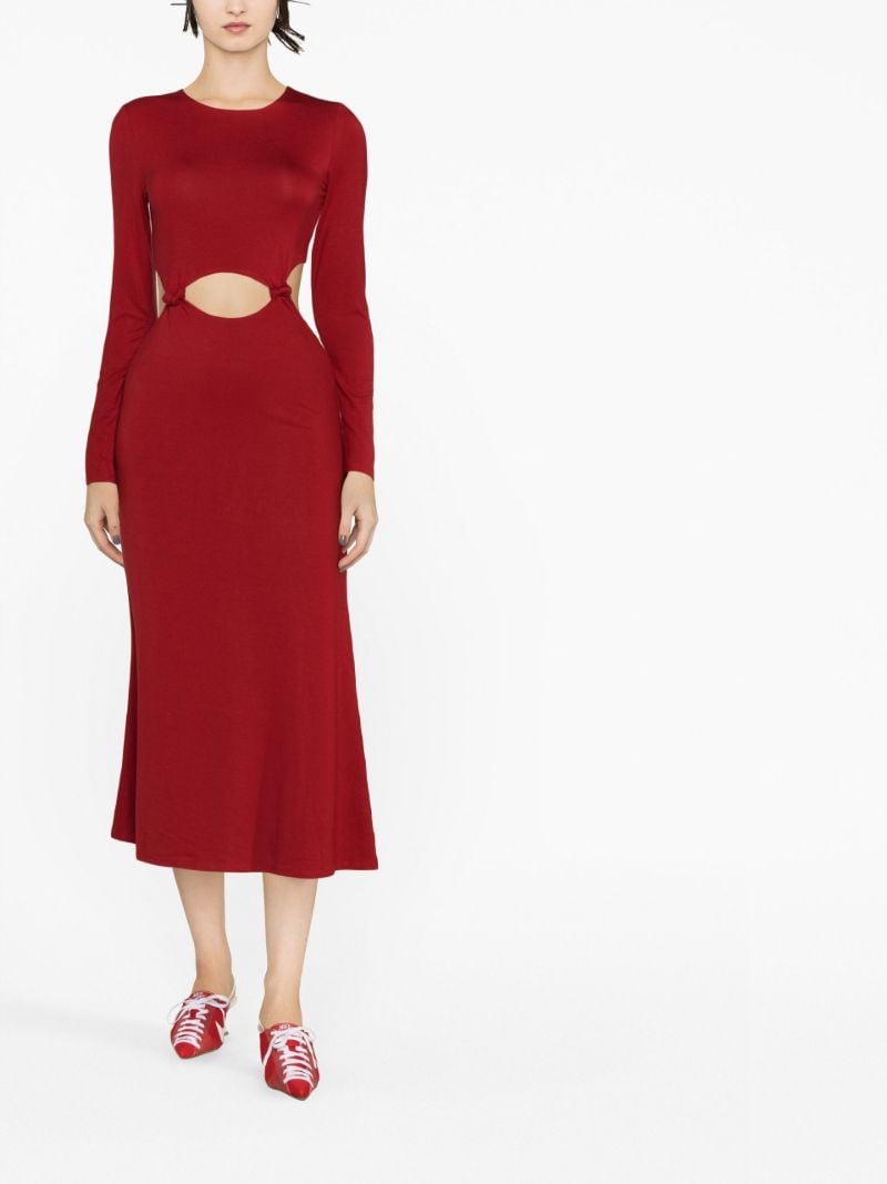 Red Via Cut-out Midi Dress