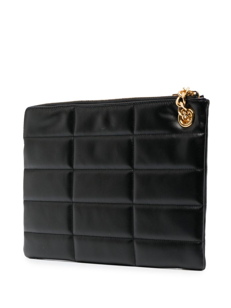 Black Logo-lettering Leather Clutch Bag