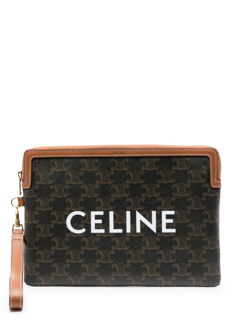 Black Triomphe Canvas Leather Pouch