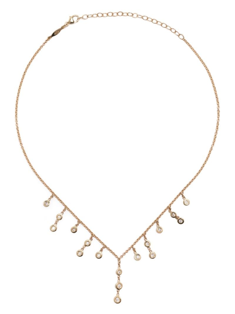 14k Yellow Gold Shower Drop Shaker Diamond Necklace