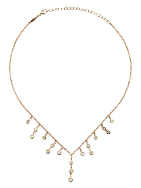 14k Yellow Gold Shower Drop Shaker Diamond Necklace