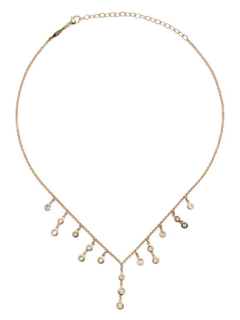 14k Yellow Gold Shower Drop Shaker Diamond Necklace
