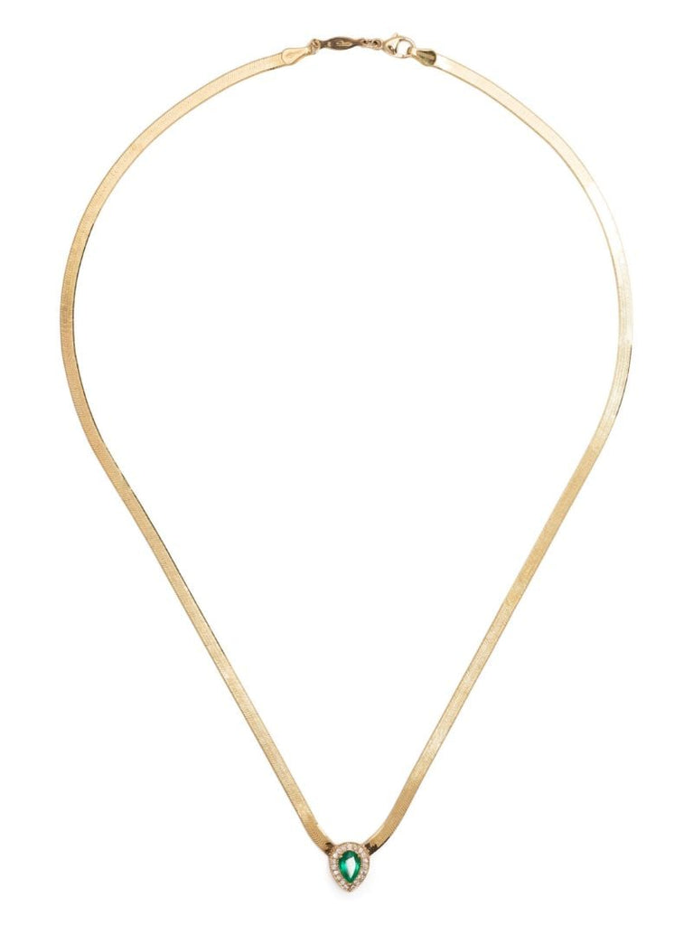 18k Yellow Gold Emerald and Diamond Necklace