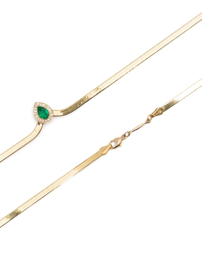 18k Yellow Gold Emerald and Diamond Necklace