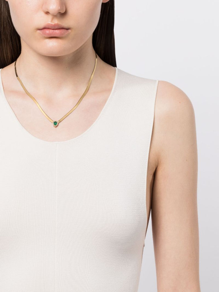 18k Yellow Gold Emerald and Diamond Necklace