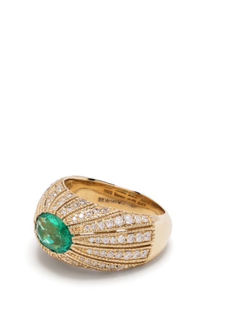 14k Yellow Gold Diamond and Emerald Ring