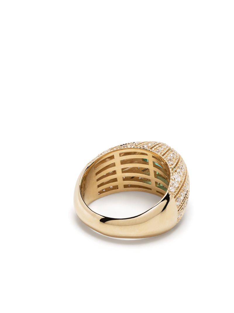 14k Yellow Gold Diamond and Emerald Ring