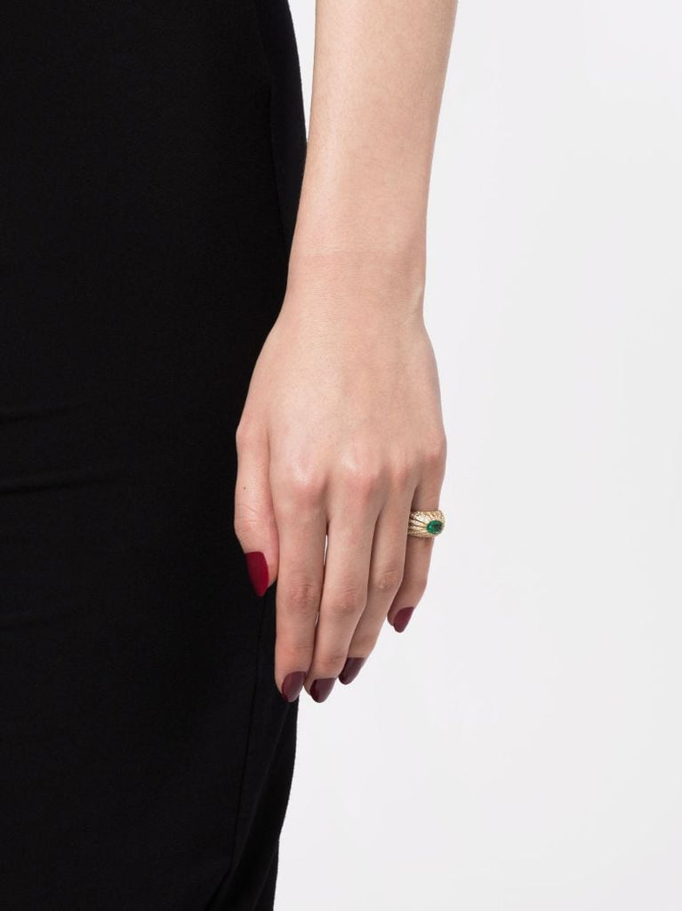14k Yellow Gold Diamond and Emerald Ring