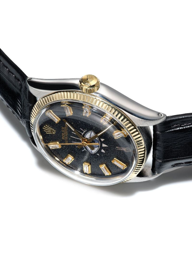 Reworked Vintage Stainless Steel Rolex Oyster Perpetual Watch