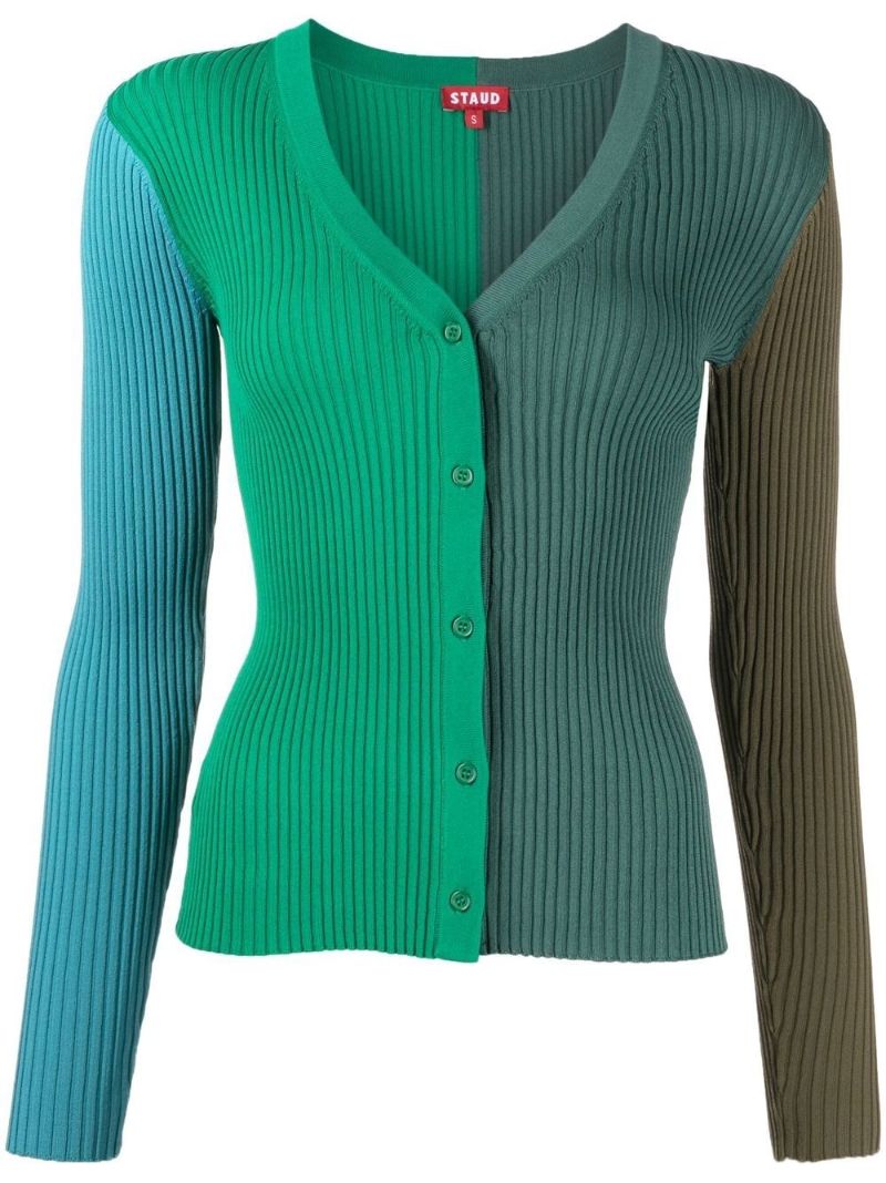 Green Cargo Colourblock Knit Cardigan