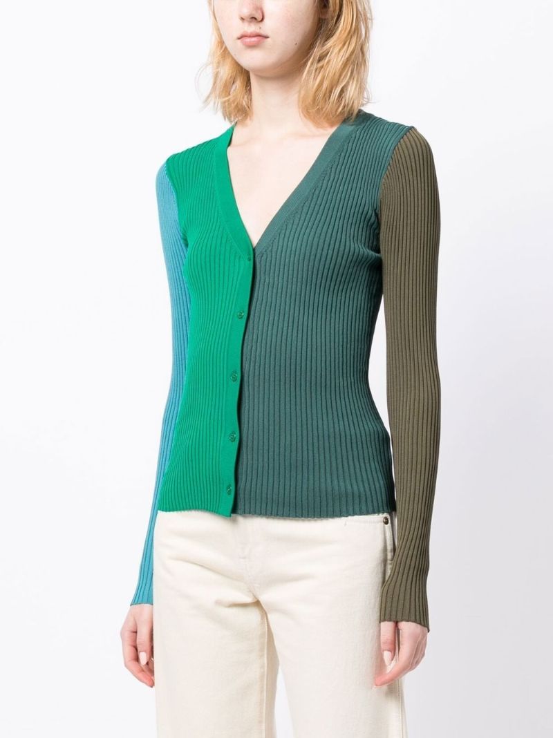 Green Cargo Colourblock Knit Cardigan