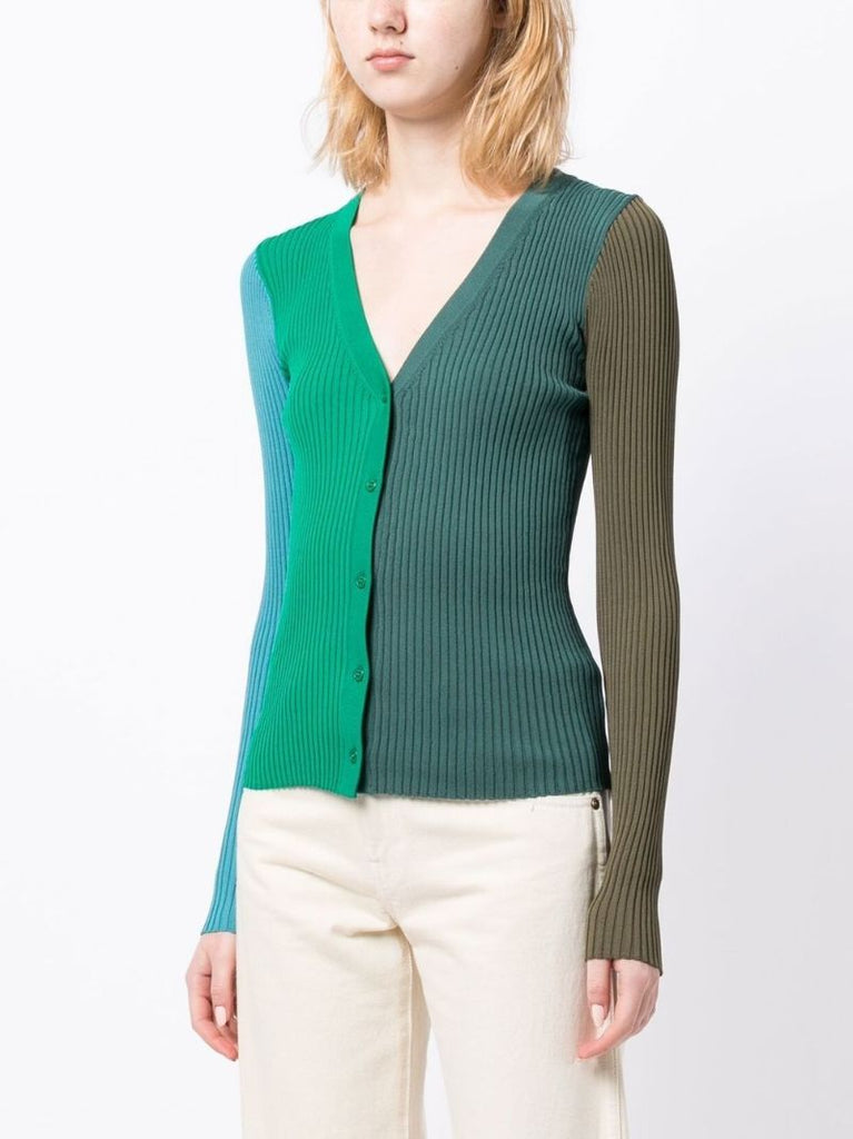 Green Cargo Colourblock Knit Cardigan