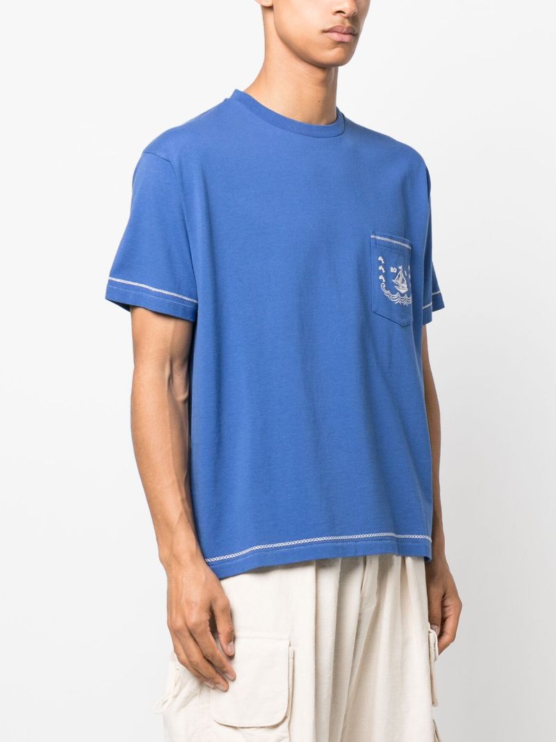 Blue Sailboat Cotton T-shirt