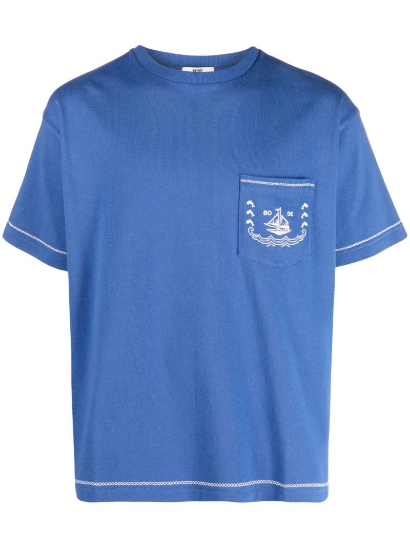 Blue Sailboat Cotton T-shirt