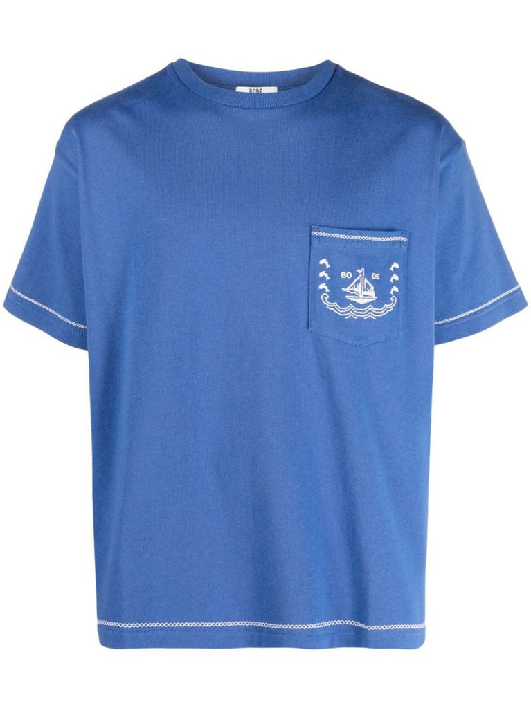 Blue Sailboat Cotton T-shirt