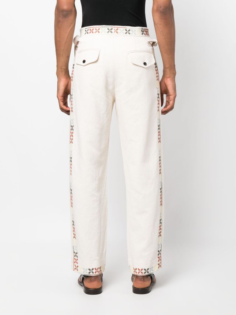 Neutral Prisma Embroidered Straight-leg Trousers