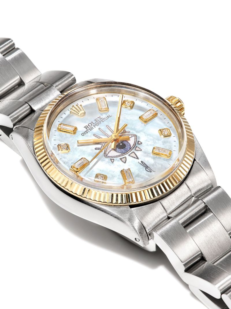 Reworked Vintage Stainless Steel Rolex Oyster Perpetual Watch