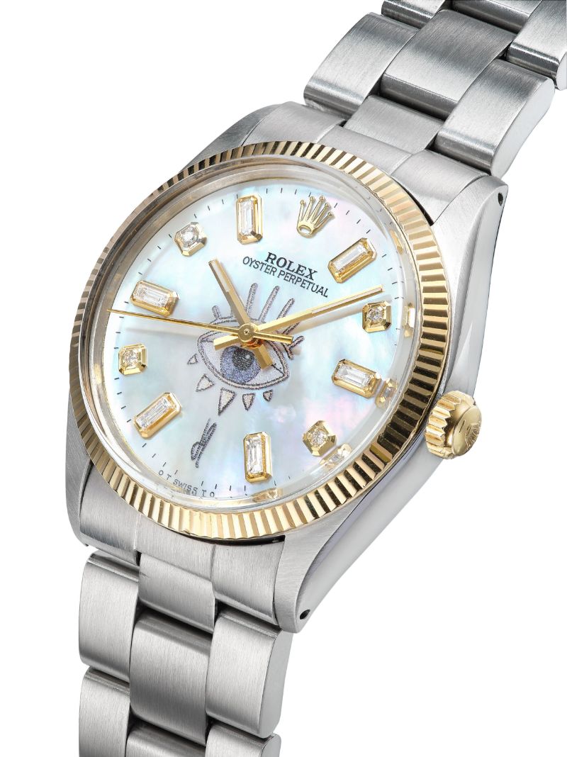 Reworked Vintage Stainless Steel Rolex Oyster Perpetual Watch