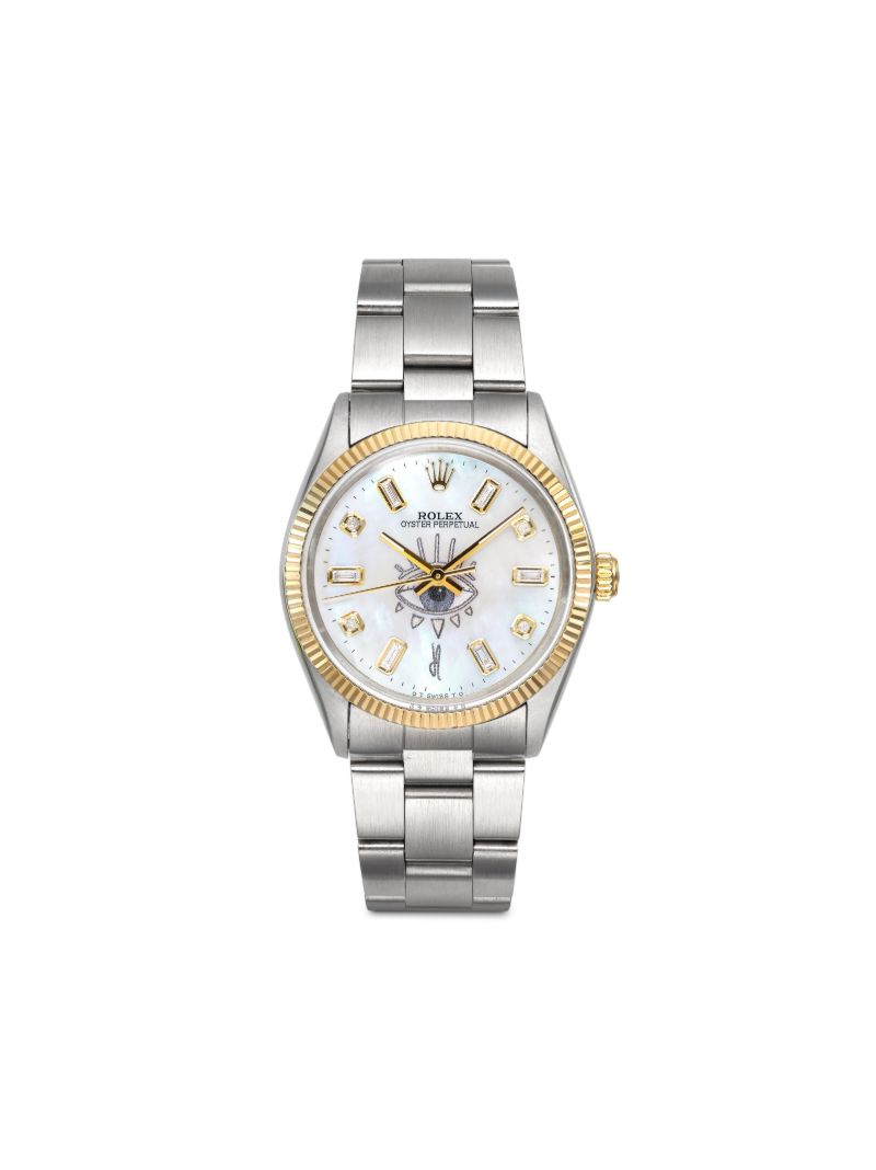 Reworked Vintage Stainless Steel Rolex Oyster Perpetual Watch