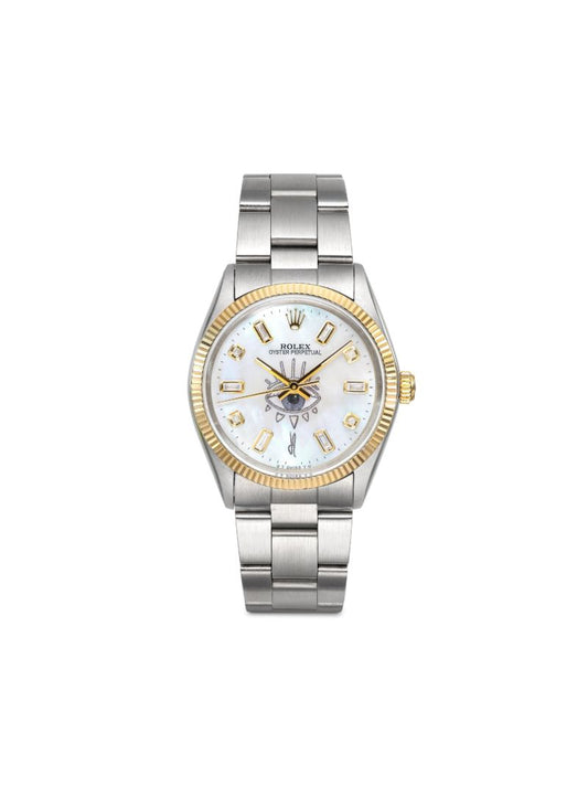 Reworked Vintage Stainless Steel Rolex Oyster Perpetual Watch