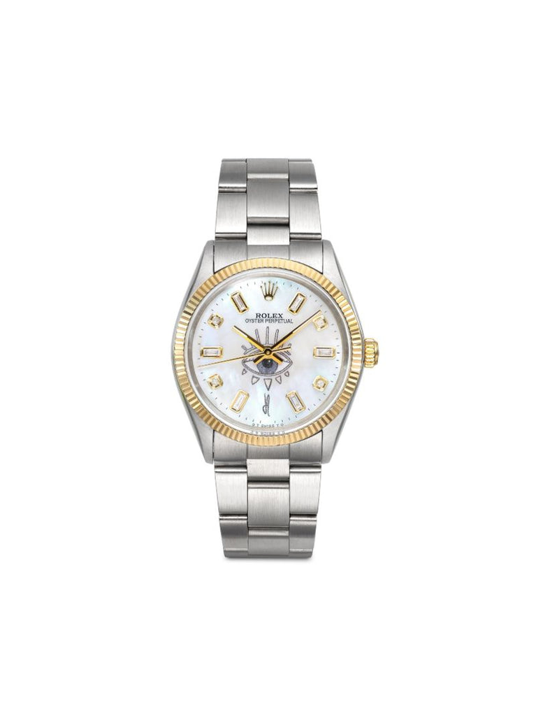 Reworked Vintage Stainless Steel Rolex Oyster Perpetual Watch