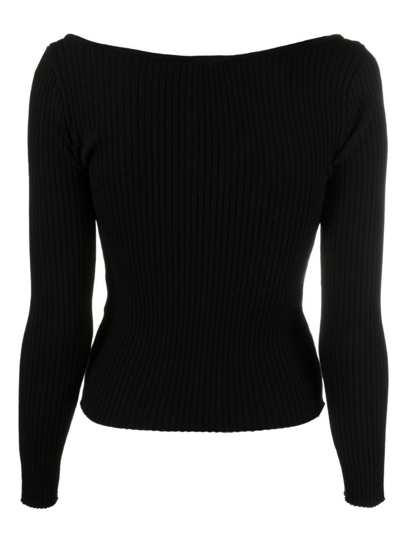 Black V-neck Ribbed Sweater