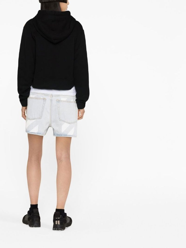 Black Teddy Bear Logo Cotton Hoodie
