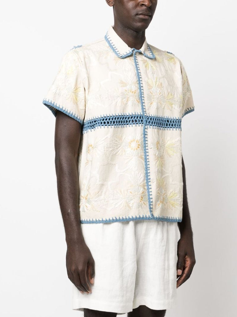 Neutral Ladderwork Crochet Shirt