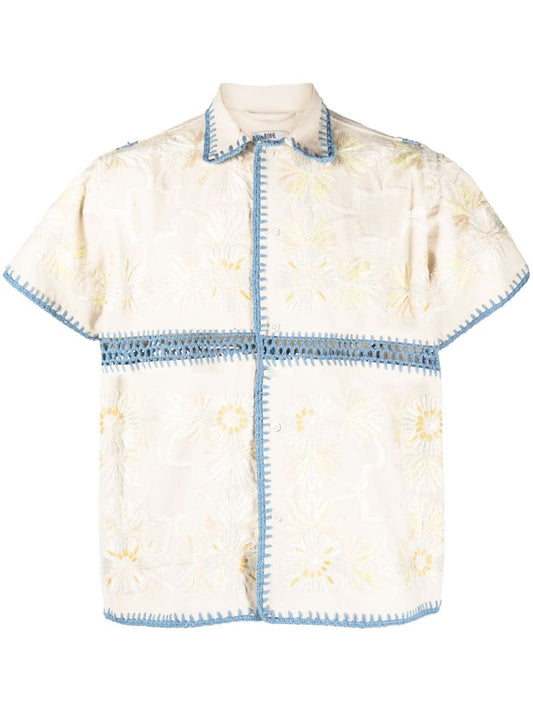 Neutral Ladderwork Crochet Shirt