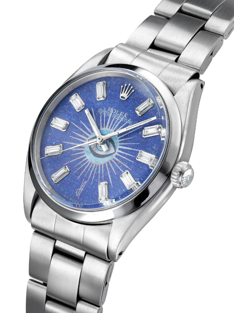 Reworked Vintage Stainless Steel Rolex Oyster Perpetual Watch