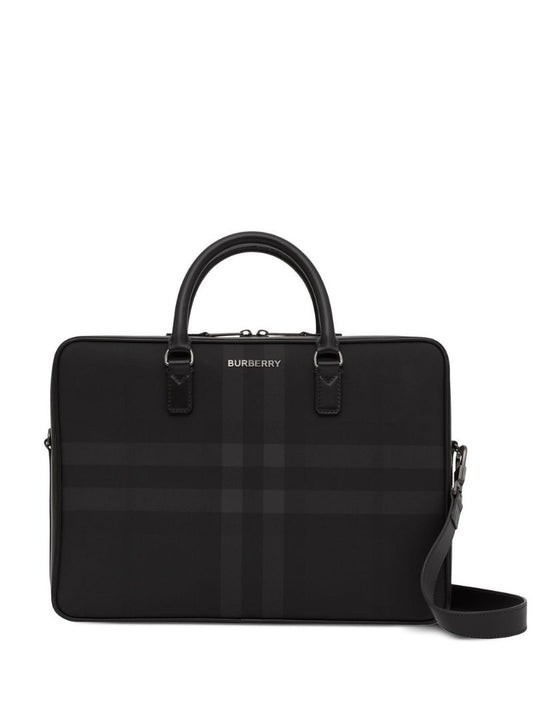 Grey Slim Ainsworth Faux Leather Briefcase