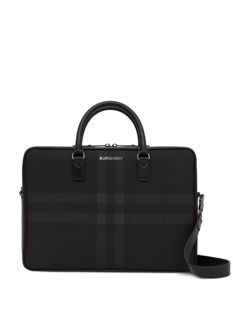 Grey Slim Ainsworth Faux Leather Briefcase