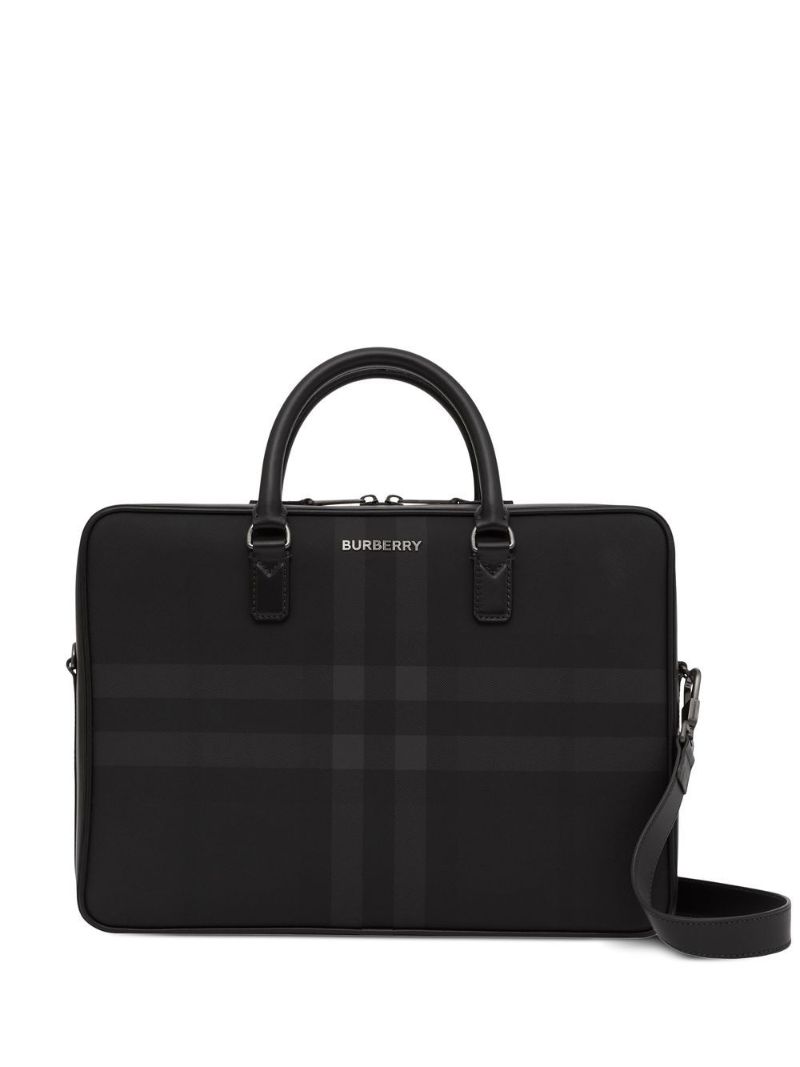 Grey Slim Ainsworth Faux Leather Briefcase